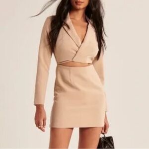 A&F Wrap-Front Cutout Blazer Dress in Nude/Beige (XXS) NWOT